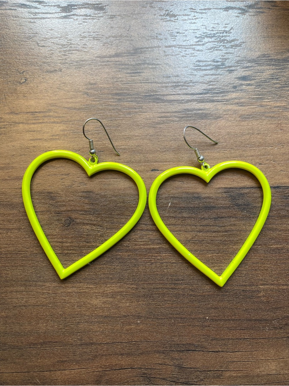 Neon Yellow Heart Hoop Earrings - Women Accessories